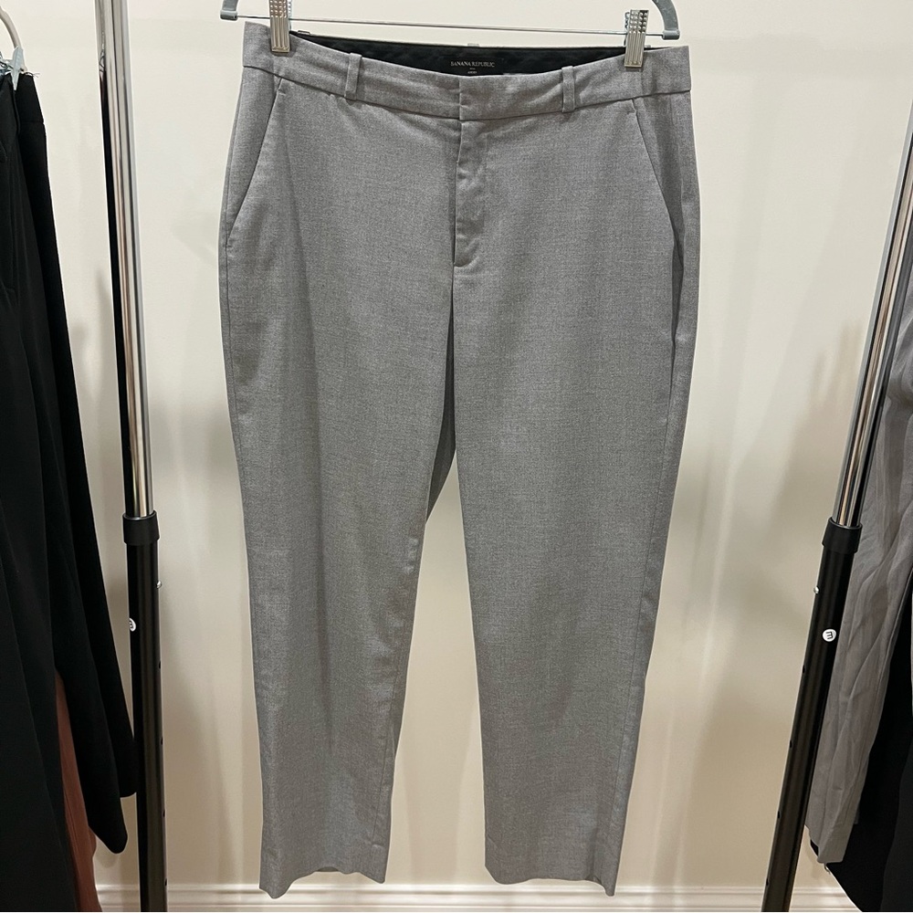 Banana Republic Light Gray Women's Dress Pants - Tailored Straight Leg